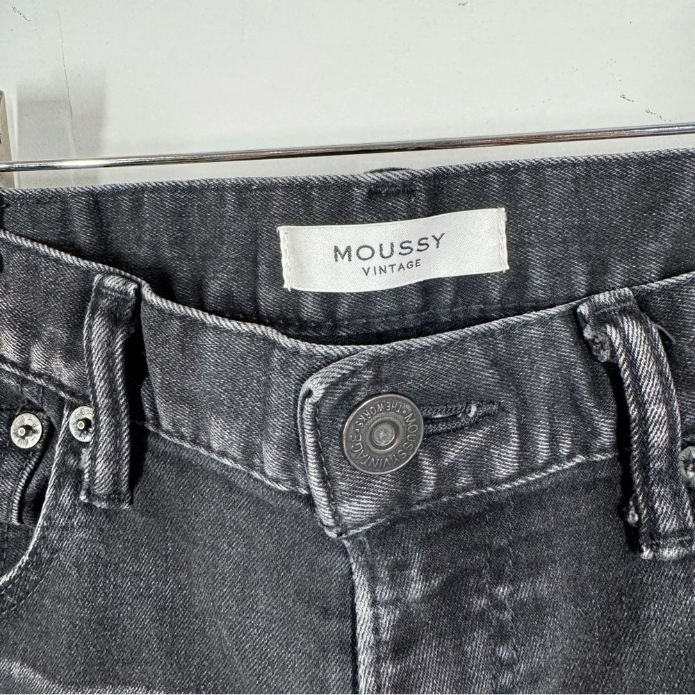 Moussy Vintage Black Distressed Skinny Jeans Raw Hem Cropped Women’s Denim - Picture 6 of 12